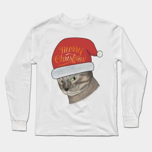 Kitty Santa-Merry Christmas Long Sleeve T-Shirt